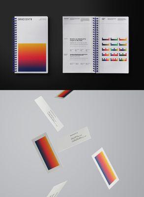 Brand identity design for Gradient Metrics: Guidelines (above) & business cards (below)