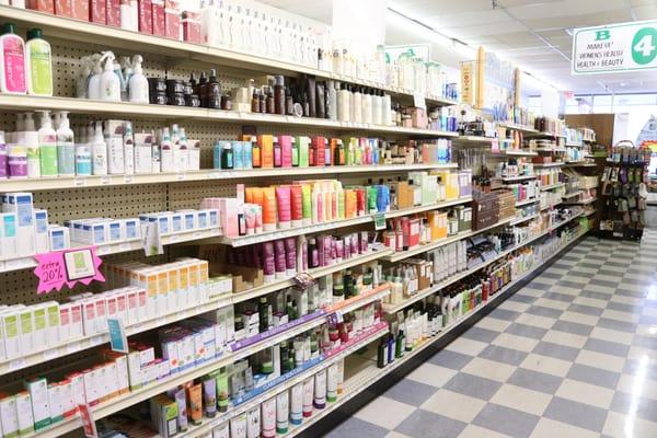 Large natural and organic health and beauty section.