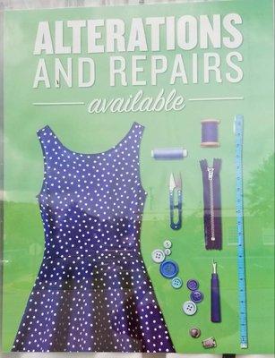 Alterations and repairs available at low prices, call, message us here, or come by for a quote and more details