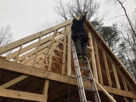 Decking out a barn in Cherry Log, GA