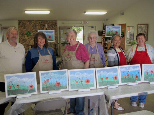 Successful knife painting class using Wilson Bickford art materials.