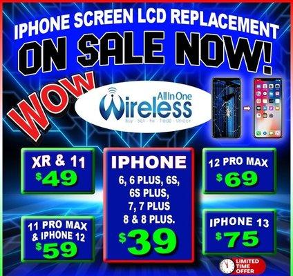 Special deals on screen replacements.