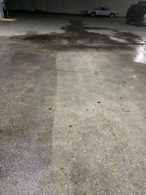 Pressure washing gas station