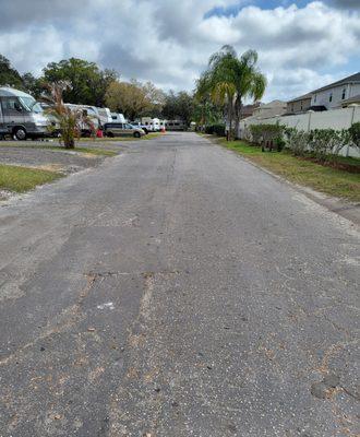 Main road from the back looking to the front.