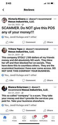 Reviews from other websites about this company and their scams