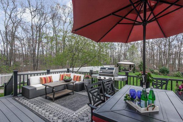 Staged outdoor deck.