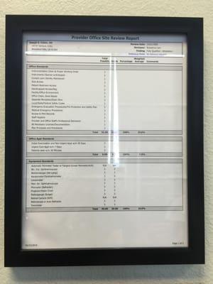 A perfect score in MES Vision comprehensive inspection with "Substantially Compliant" in every standard measure at our eye-care practice loc