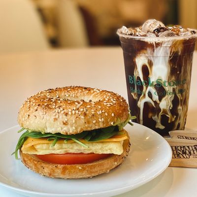 Supreme Breakfast Sandwich + iced coffee