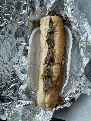 Cheesesteak with onions and sweet peppers