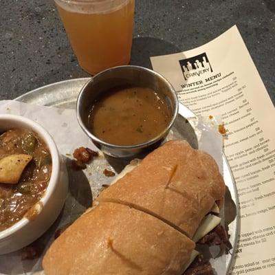 Boston Dip sandwich with Chicken Gumbo soup. Very delicious