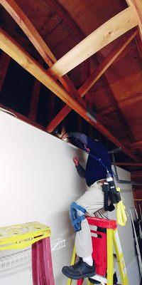 One of our top inspectors treating for drywood termites in the garage.