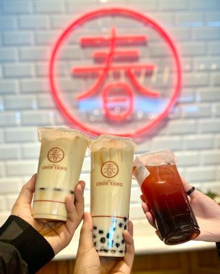 Cold Oolong Tea Latte with Pudding, Cold Oolong Tea Latte with Pearl, Raspberry Oolong Tea