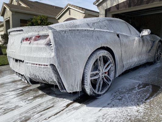 Foam exfoliant for the Corvette