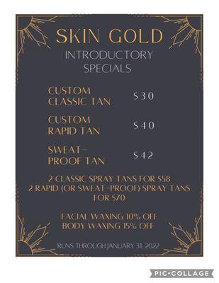 Spray tan prices for January 2022