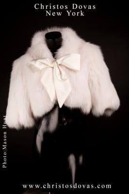 Fashion accessories, fur top bolero with silk bow detail