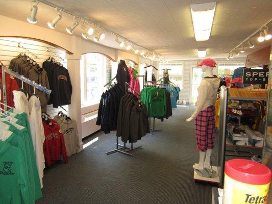 Photos of the Ship's Store at Wawasee Boat Company with Lake Wawasee Apparel and more.