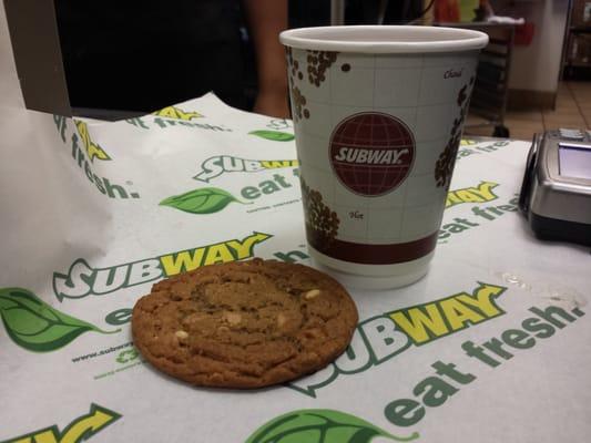 This Subway offers a Free Coffee and Cookie after your Toyota service!