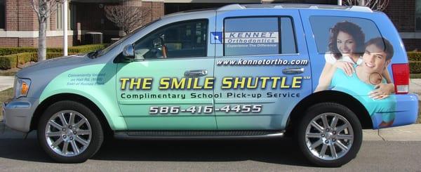 The Smile Shuttle - complimentary school pick-up service.