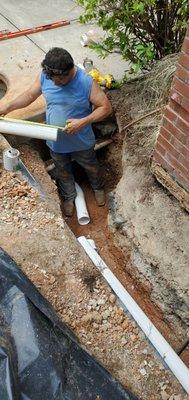 Working on Stanhope Apts NC State tying into stormwater system.