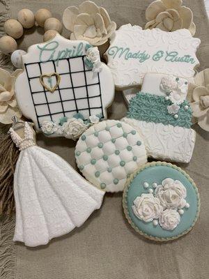 Bridal shower cookies in sage