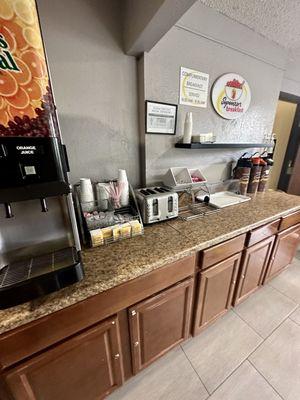 Breakfast bar with complimentary items