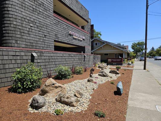 SFCU facade, looking East from sidewalk @ 917 College Ave. Santa Rosa.