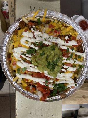 Asada fries with both cheeses (nacho and shredded) mouthwatering!!!