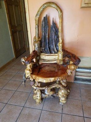 Rustic cedar burl and driftwood chair