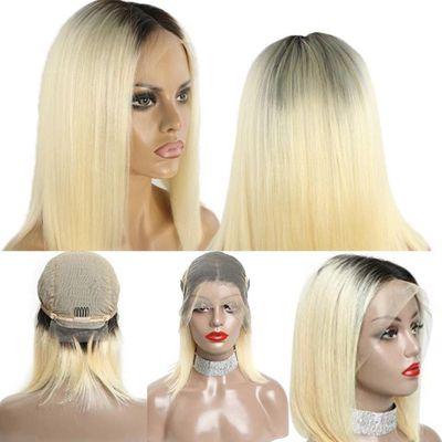 13x4 lace frontal, 613 blonde wig with dark roots.