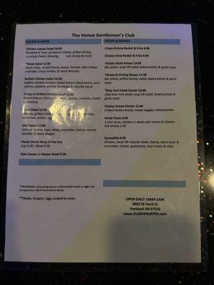 Menu back