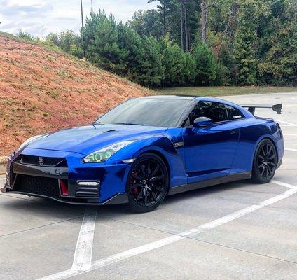 Nissan GTR Wrapped in Blue Chrome