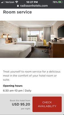 Website says Room Service DAILY, just not this past Saturday evidently.