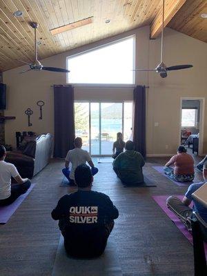 Private yoga for a corporate team building retreat in Big Bear Lake