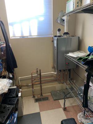 Emergency tankless install with new equipment and piping