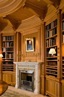 Dining room/library fireplace in Virginia residence. Design by Jonathan Lee Architects.
 #jlaarch