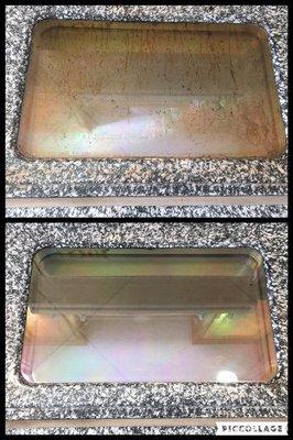 Oven door before/after! I don't know about you but this is highly satisfying to me! MNJ Cleaning Services