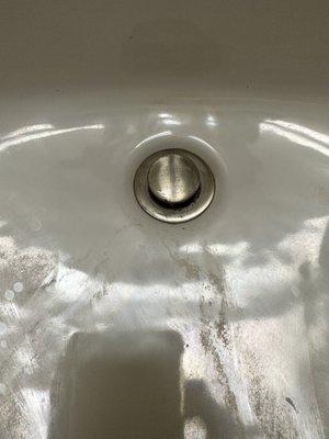 Gunk in sink. Not cleaned before move in.