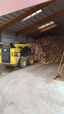 dumping kiln basket to inventory of kiln dried oak