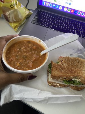 Grilled Turkey sandwich and tortilla soup