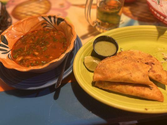 Consomé De Birria and QuesaBirria Tacos