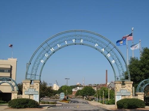 Entrance to parking along river