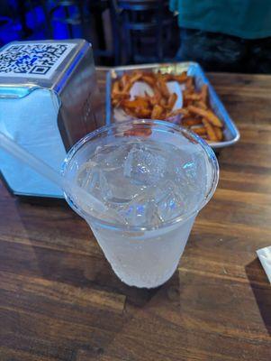 Watery sprite and sweet potato fries