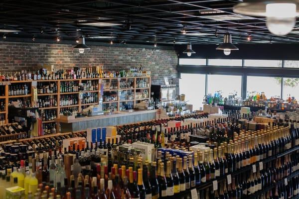 This aerial view showcases our large selection of fine wines and spirits.