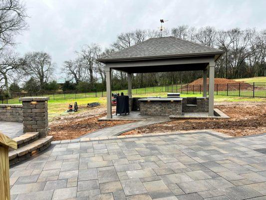 Pavilion with custom outdoor kitchen Installed underneath