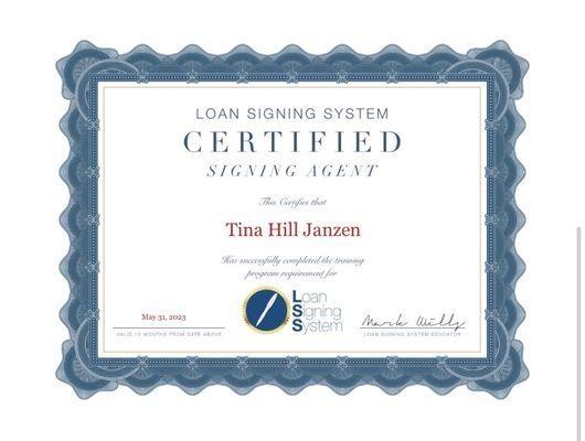 Loan Signing System Certification