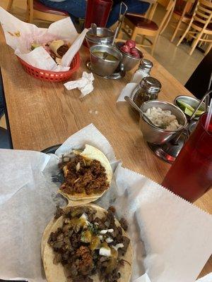 Chorizo taco and table setup