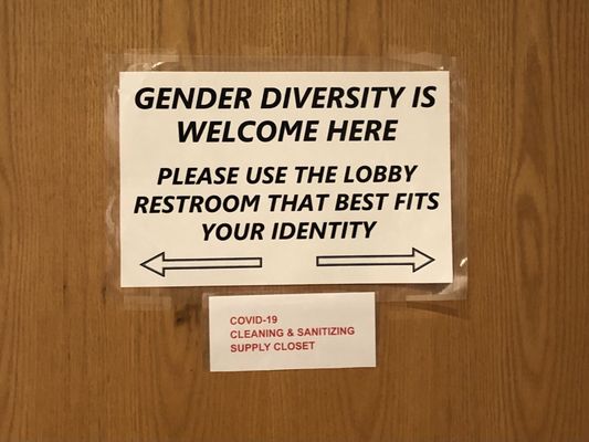 Gender Diversity sign outside of the restrooms