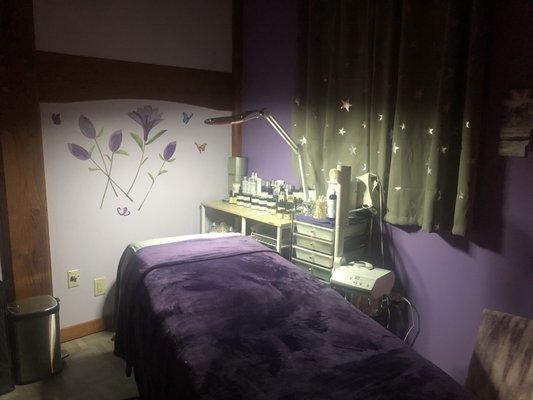 Facial, wax, lash and body treatment room.