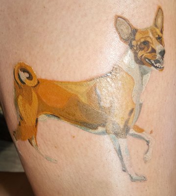 The second tattoo from Emma 2 years later. It's my other dog in the same style. The detail in the face is amazing!