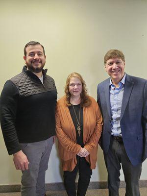 Board certified psychiatrist Dr. Carlos Molina with psychiatric nurse practitioners Tamara Bowling and Mark Garretson